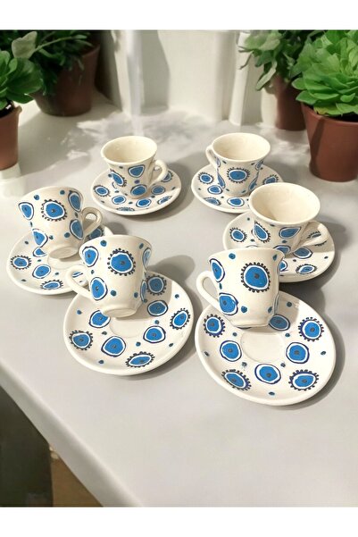 Artistic Quality فنجان قهوة مصنوع يدويًا بالكامل يتسع لـ 6 أشخاص مع تصميم مزخ...