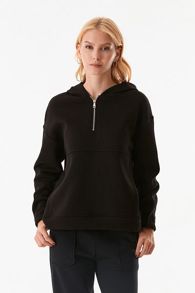 Fulla Moda Hanorac oversize cu glugă cu jumătate de fermoar