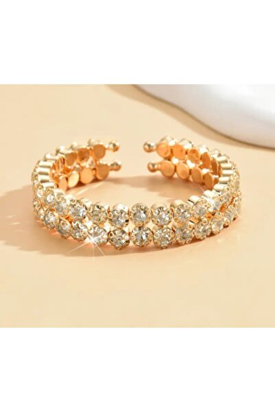 stainless steell سوار بمشبك زجاجي مرصع بالزركون مزدوج الصف