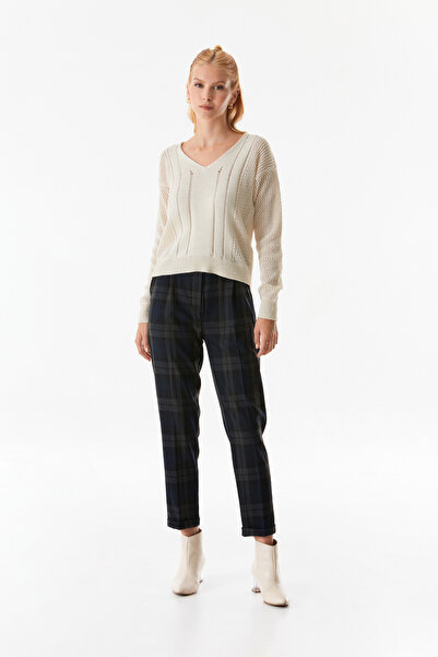 Fulla Moda Openwork V-Neck - Knitwear Sweater