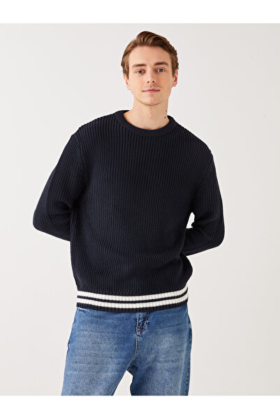 LC Waikiki Crew nyakú, hosszú ujjú, csíkos férfi kötött pulóver