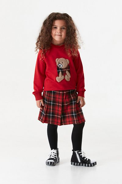 Fulla Moda Girl's Skirt Set with Shorts - Teddy Bear Printed