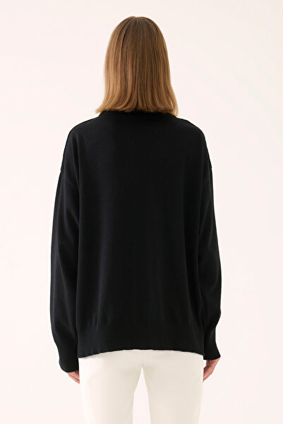 Perspective Γυναικεία πλεκτή μπλούζα İllas Oversize Μαύρο Χρώμα