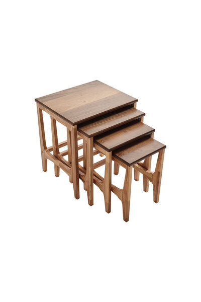 Genel Markalar 118 Ahşap 4'lü Zigon Sehpa Seti 58x47x63cm | Doğal Malzeme İle...