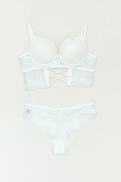 Fulla Moda Padded Lace and Ribbon Detailed Suede Set