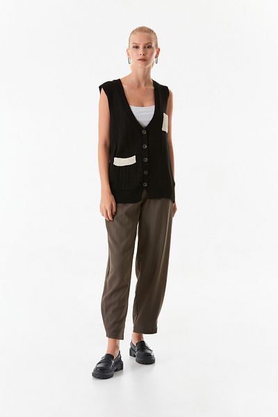 Fulla Moda V-Neck - Double Pocket Knitwear Sweater
