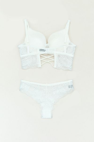 Fulla Moda Padded Lace and Ribbon Detailed Suede Set