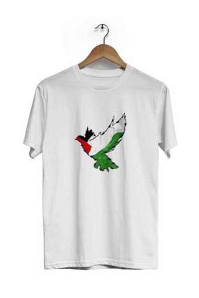 Pink Sky Palestine Printed White Unisex Oversize T-shirt - Tshirt
