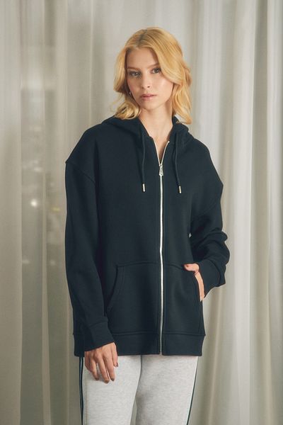 Fulla Moda Голям суитшърт с качулка и цип