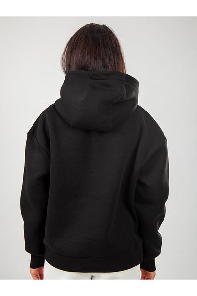 Coredra Black Women's Relaxed Fit Hoodie - Basic Model