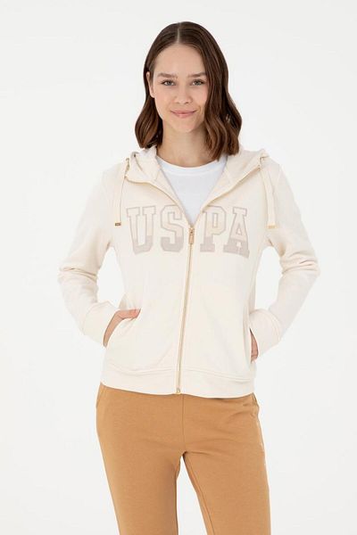 U.S. Polo Assn. Women's Cream Basic Hooded Sweatshirt Tekspor 193920 .2