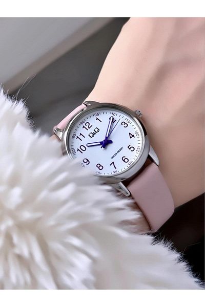 Q&Q Minimal Elegant Thin Case Numeral Women Leather Cord Wrist Watch