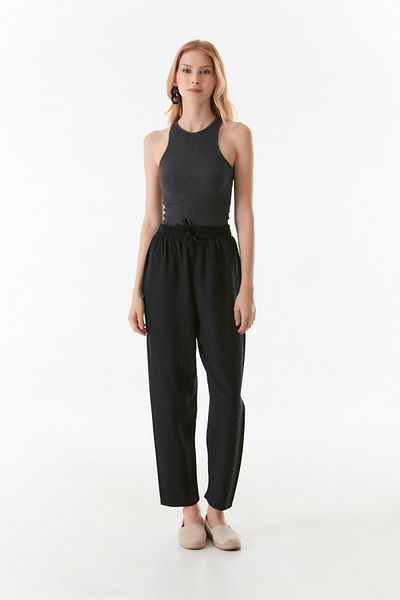 Fulla Moda Linen Trousers - Lace-up Waist Design