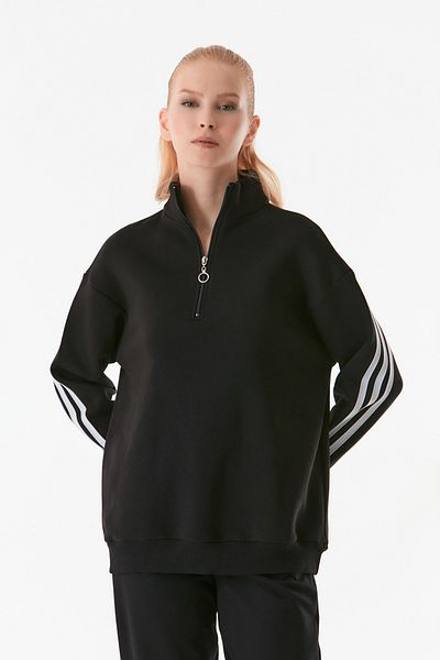 Fulla Moda Суичър с половин цип на райета