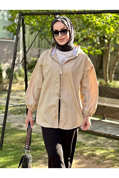 Nergis Neva Butik Hooded Front Tie-In Kimono