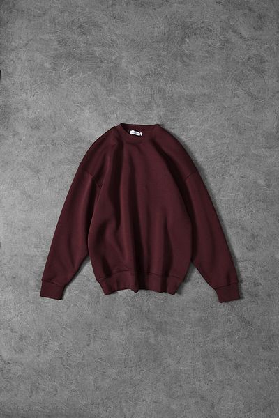 Slatra Ανδρικό φούτερ μπορντό Basic Crew Neck Oversize