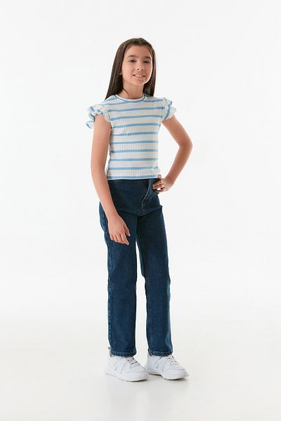 Fulla Moda Girl's T-Shirt with Ruffled Sleeves
