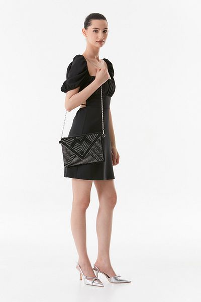 Fulla Moda Zippered Stone Detailed Portfolio Bag