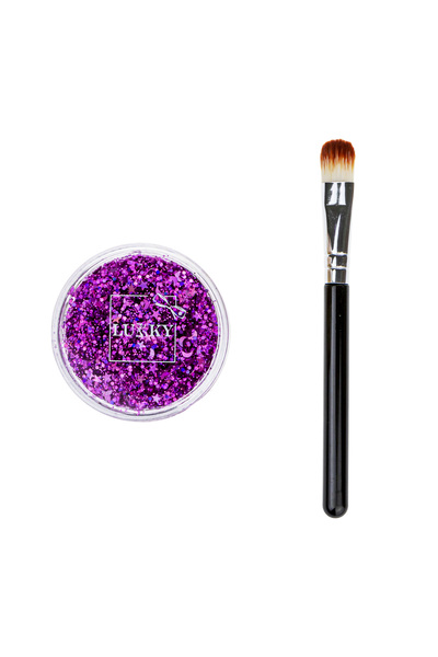 Lukky جل لامع للجسم مع فرشاة 0.85 أونصة سائلة (أرجواني)