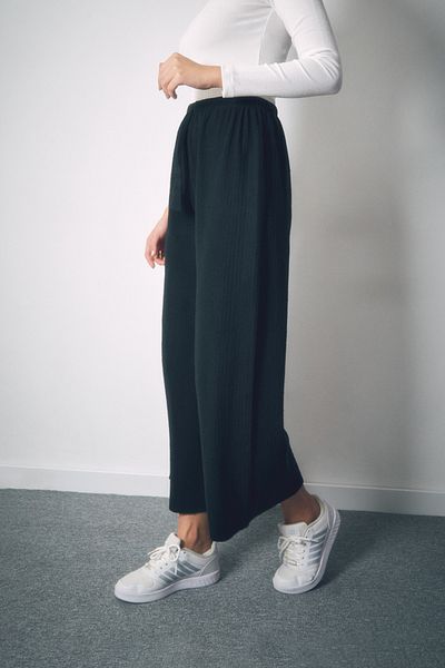 Fulla Moda Corded Basic Trousers with Elastic Waist
