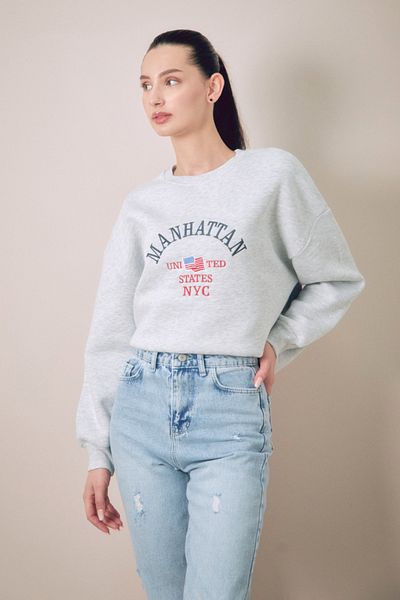 Fulla Moda Λεπτομερές φούτερ με λαιμόκοψη Manhattan
