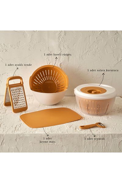 Bella Maison Verna Kitchen Utensil Set Mustard