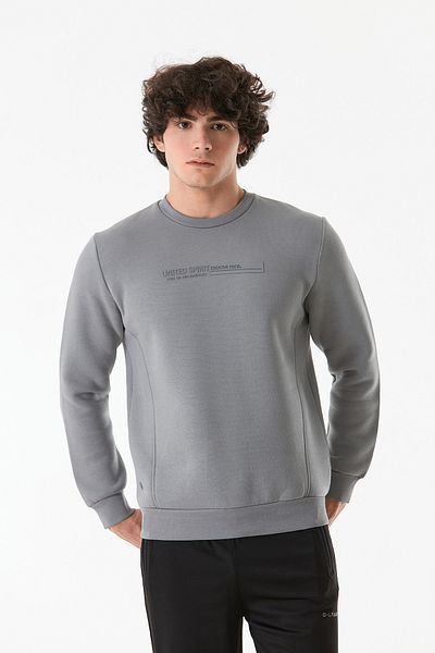 Fulla Moda Φούτερ με λαιμόκοψη με 3 νήματα με ανάγλυφο εμπριμέ