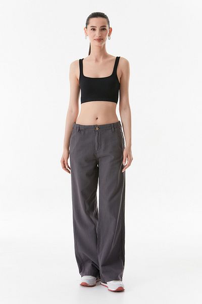 Fulla Moda High Waist Linen Palazzo Trousers