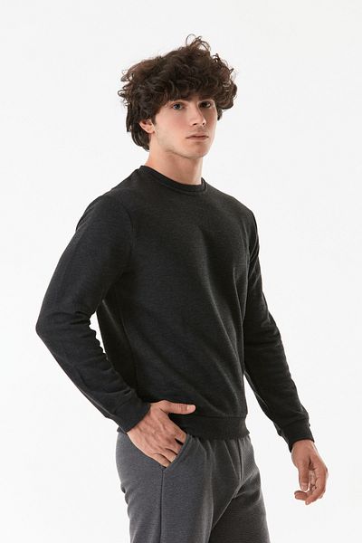 Fulla Moda Φούτερ με 3 κλωστές Basic Crew Neck