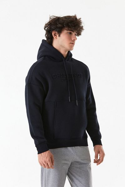 Fulla Moda Φούτερ με κουκούλα καγκουρό με 3 νήμα με ανάγλυφο εμπριμέ
