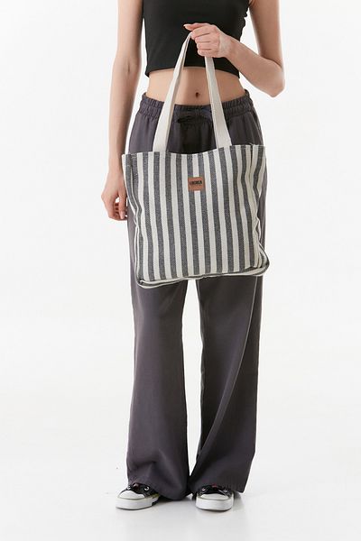 Fulla Moda Linen Handle Striped Bag