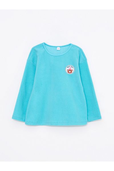 LC Waikiki Bedrucktes Langarm-Pyjama-Set für Mädchen mit Rundhalsausschnitt