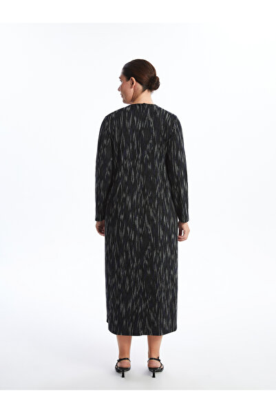 LC Waikiki Gemustertes Damenkleid mit Rundhalsausschnitt