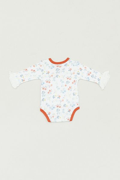Fulla Moda Floral Patterned Double-breasted Bodysuit for Girls