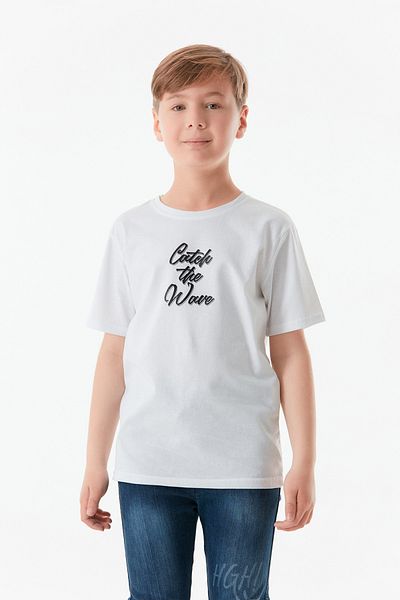 Fulla Moda Tricou pentru baieti cu decolteu triplu - Imprimat fata si spate