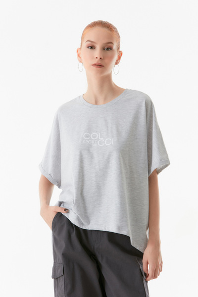 Fulla Moda Crew Neck Text Printed Oversize T-Shirt