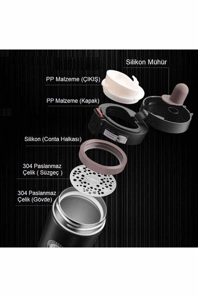 FLYON Single Hand Bass Inner Stainless Steel Thermos 380 Ml Travel Mug Leak Proof Double Layer Snape with Filter