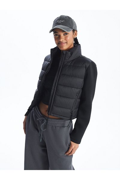 LC Waikiki Women's Stand Collar Plain Puffer Jacket