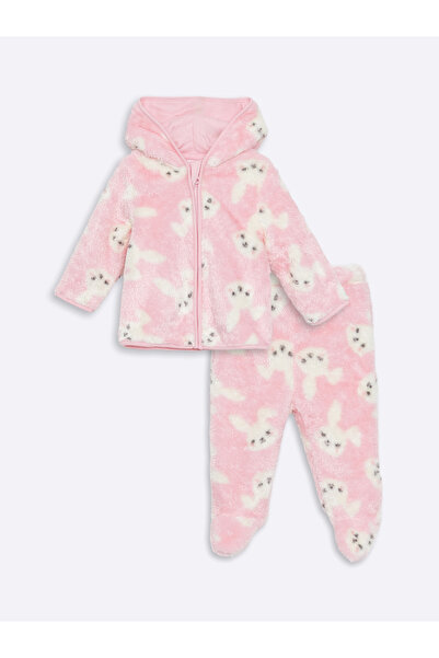 LC Waikiki Hooded Baby Girl Cardigan and Sweatpants Set of 2