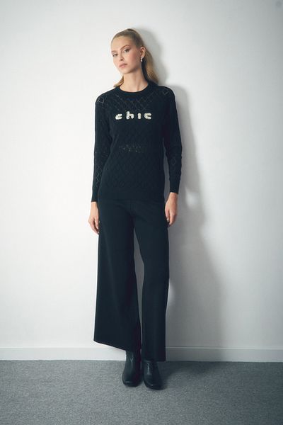 Fulla Moda Knitwear Palazzo Basic Trousers