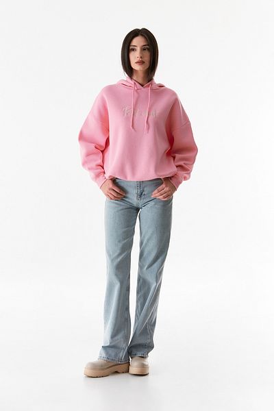 Fulla Moda Hooded Text Embroidered Sweatshirt - With Waist Stopper