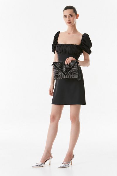 Fulla Moda Zippered Stone Detailed Portfolio Bag