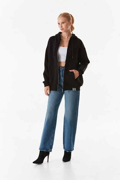 Fulla Moda Hanorac oversize cu glugă cu fermoar