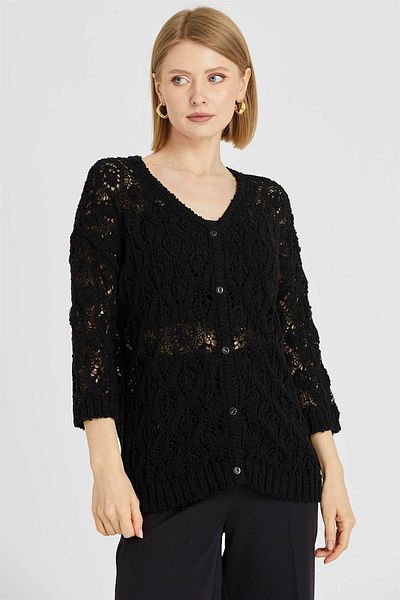 Two Mail Black V-Neck Cardigan