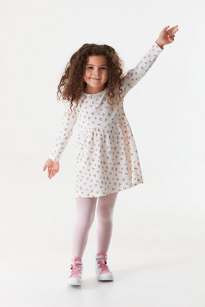 Fulla Moda Κοριτσίστικο φόρεμα με ραβδώσεις - Floral printed