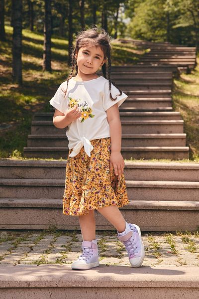 Fulla Moda Floral Printed Front Tie Suit for Girl