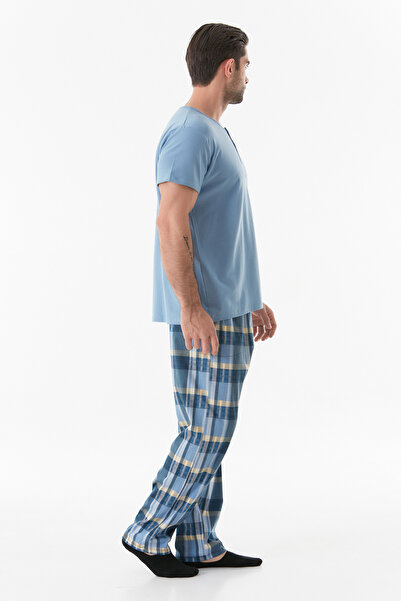 Fulla Moda Σετ πιτζάμες με καρό σχέδιο με κουμπιά