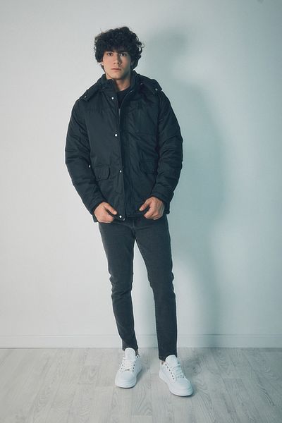 Fulla Moda Παλτό με διπλή τσέπη και κουκούλα