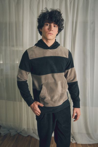 Fulla Moda Φούτερ Color Block Fleece με κουκούλα και τσέπη καγκουρό