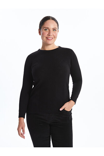 LC Waikiki Crew Neck Self Patterned Long Sleeve Women's Knitwear Sweater